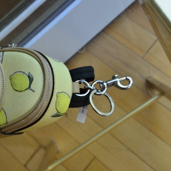 Coach CAP03 Mini Court Backpack Bag Charm With Lemon Print - Picture 4 of 9
